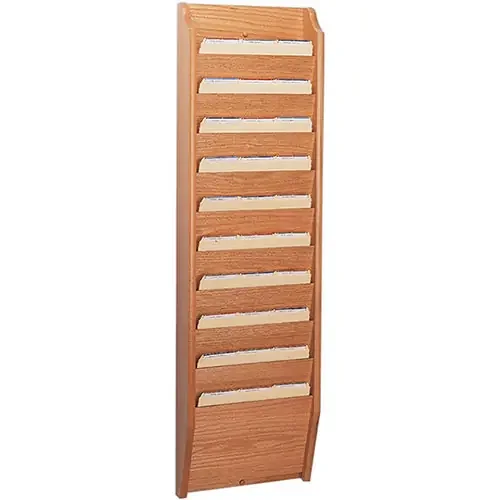 10-Pocket Oak Magazine Rack
