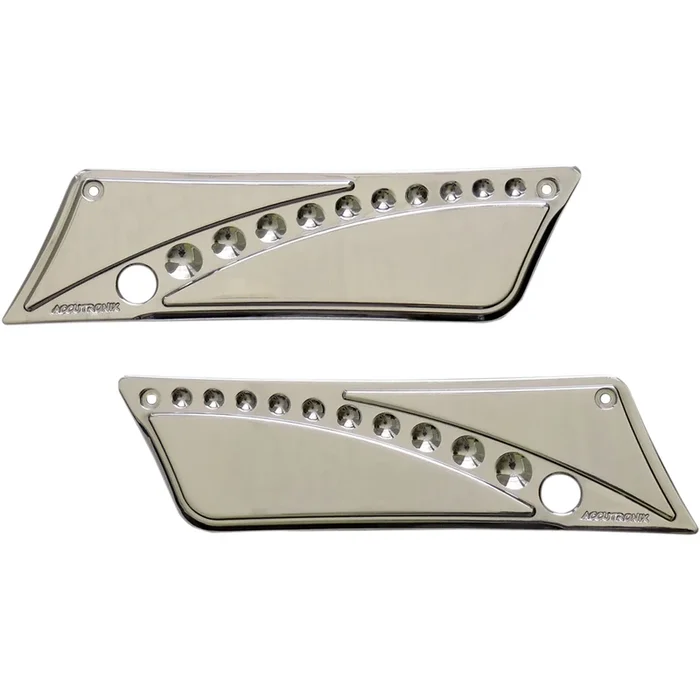 ACCUTRONIX 3501-1273 BLC9313-DC Drilled Saddlebag Latch Covers Latch Cover ’93-’13 – Drilled Chrome – FL