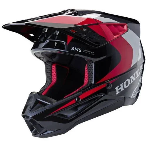 Alpinestars Honda SM5 MX Helmet – Black/Red Glossy