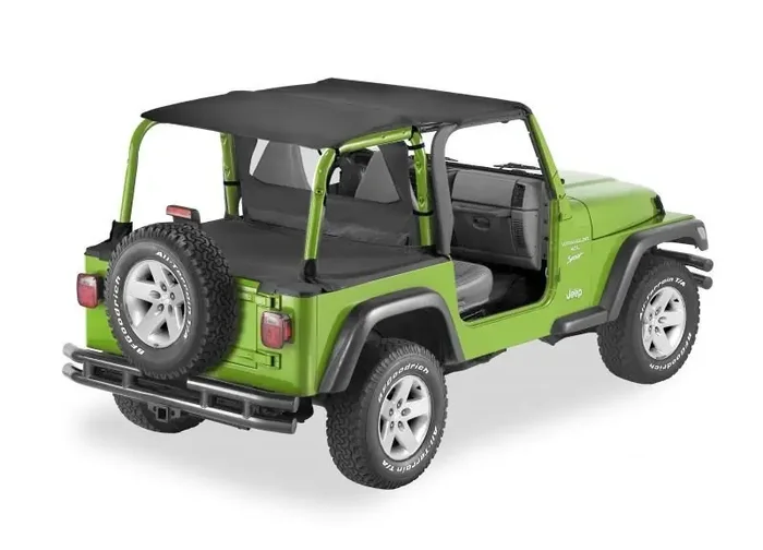Bestop OFTTOP BLK Safari Header Bikini, Duster & Windjammer Summer Combo in Black Diamond for 03-06 Jeep Wrangler TJ with Factory Soft Top
