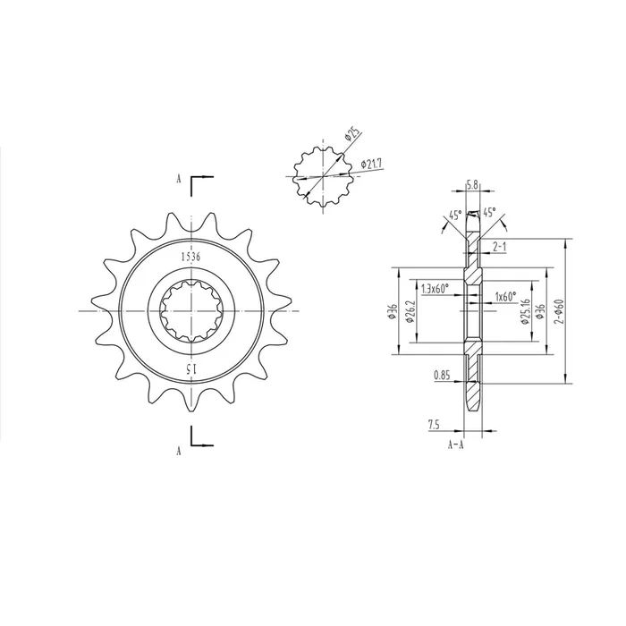 BikeMaster Front Sprocket 520 – 15-Tooth [MPN: 141 536 15]