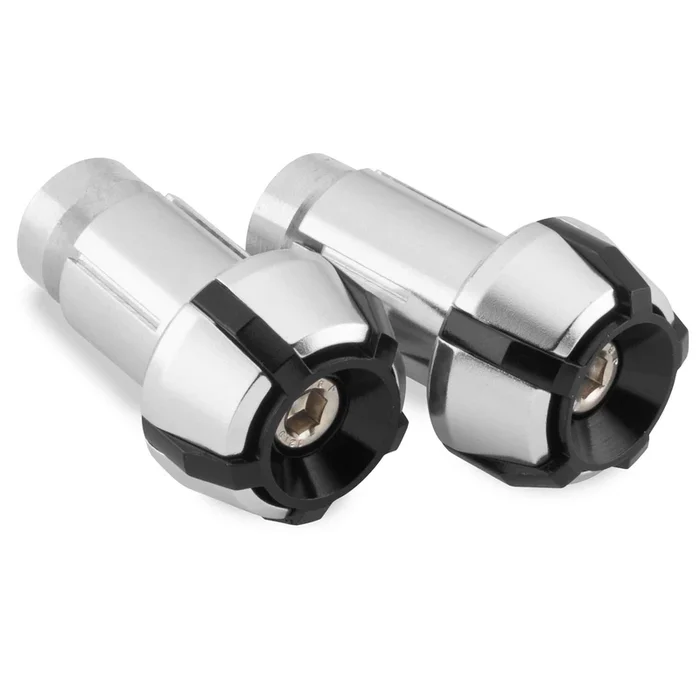 BikeMaster Two-Piece Anti-Vibration Bar Ends Black Silver [MPN: 02-0901BS]