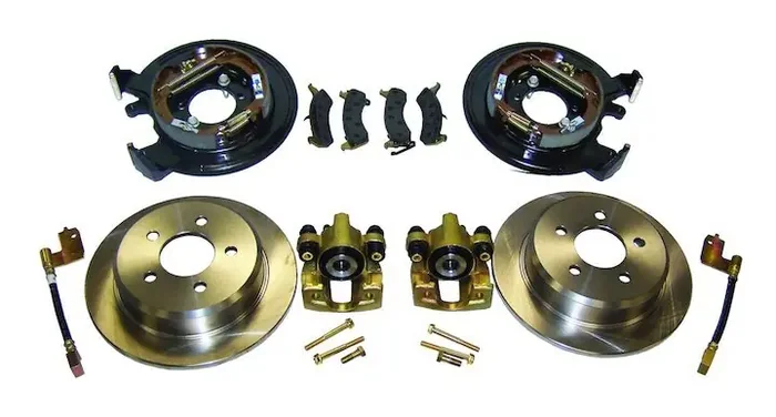Crown Automotive RT31007 Disc Brake Conversion Kit w/o Parking Brake Cables For 91-06 Jeep Vehicles with Dana 35 or Chrysler 8.25 Rear Axle without ABS