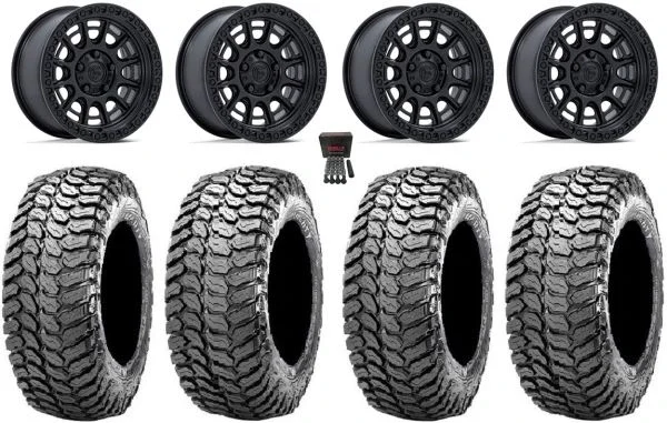 Fuel Cycle 15″ Wheels Black +10mm 29″ Liberty Tires Polaris RZR Turbo R & Pro R Ranger 1500 Xpedition