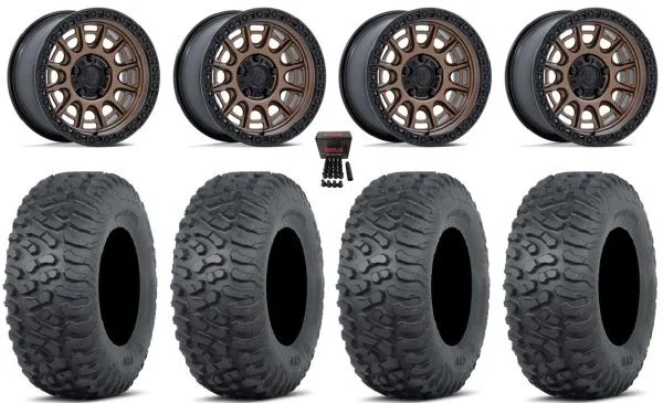 Fuel Cycle 15″ Wheels Bronze +38mm 30″ Terra Hook Tires Polaris RZR Turbo R & Pro R Ranger 1500 Xpedition