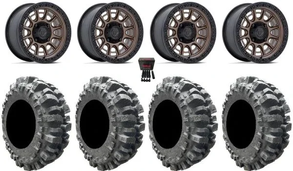 Fuel Cycle 15″ Wheels Bronze +38mm 31″ Bogger Tires Can-Am Commander Maverick Renegade Outlander Defender