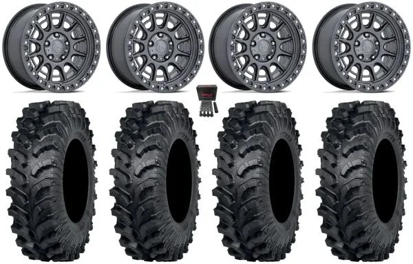 Fuel Cycle 15″ Wheels Gunmetal +10mm 34″ MT911 Tires Polaris RZR Turbo R & Pro R Ranger 1500 Xpedition