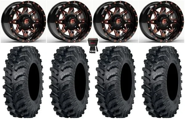 Fuel Lethal 14″ Wheels Orange 28″ MT911 Tires Polaris RZR XP 1000 / PRO XP / Ranger XP 900/1000