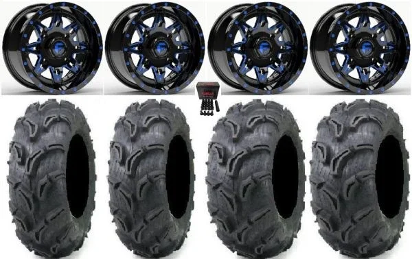 Fuel Lethal Blue 14″ Wheels 28″ Zilla Tires Kawasaki Mule Pro FXT KRX / Yamaha Wolverine RMAX / YXZ 2019+