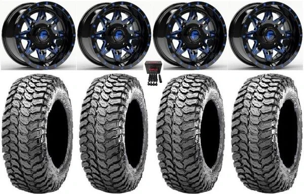 Fuel Lethal Blue 15″ Wheels 32″ Liberty Tires Kawasaki Teryx Mule
