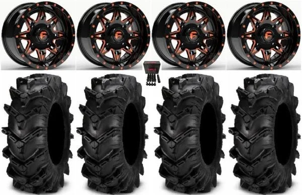 Fuel Lethal Orange 14″ Wheels 28″ Cryptid Tires Sportsman 550 850 1000