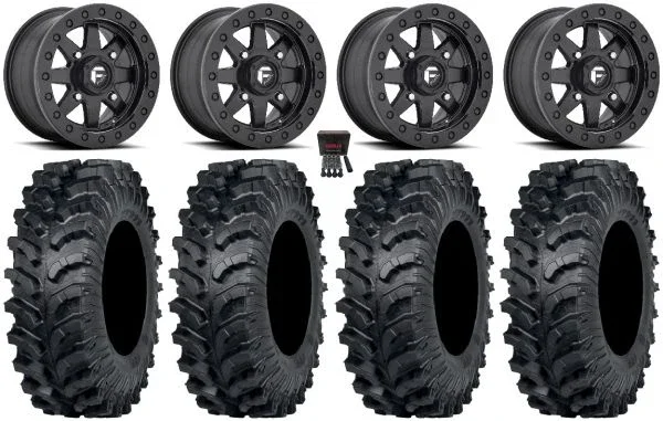 Fuel Maverick Bdlk 15″ Wheels Bk 34″ MT911 Tires Kawasaki Teryx Mule
