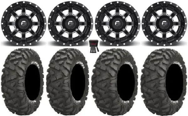 Fuel Maverick Black 14″ Wheels 26″ BigHorn Tires Honda Pioneer