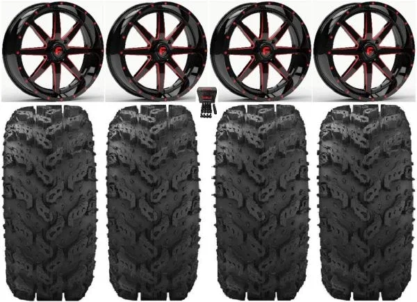 Fuel Maverick Red 20″ Wheels 30″ Reptile Tires Polaris Sportsman / RZR / Ranger