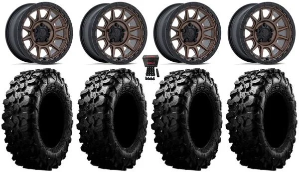 Fuel Piston 15″ Wheels Bronze +10mm 35″ Carnivore Tires Polaris RZR Turbo R & Pro R Ranger 1500 Xpedition