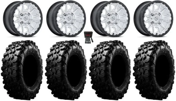 Fuel Piston 15″ Wheels Machined +38mm 33″ Carnivore Tires Polaris Sportsman / RZR / Ranger