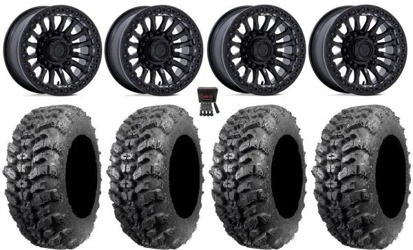 Fuel Rincon Bdlk 15″ Wheels Bk 32″ Sniper 920 Tires Kawasaki Teryx Mule
