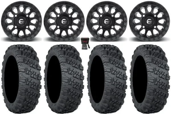 Fuel Vector 14″ Wheels Black 32″ Versa Cross V3 Tires Kawasaki Teryx Mule
