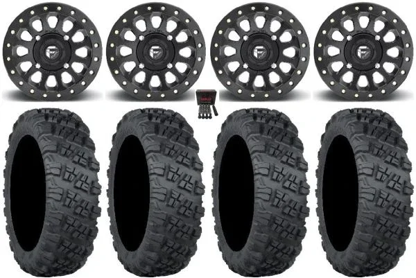 Fuel Vector Beadlock 15″ Wheels Bk 32″ Versa Cross V3 Tires Kawasaki Teryx Mule