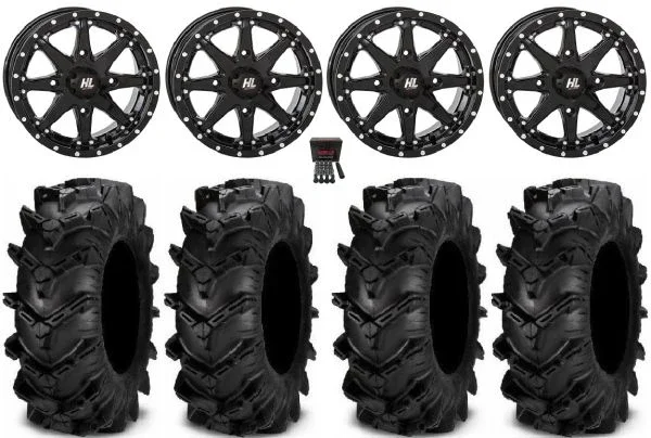 High Lifter HL10 14″ Wheels Black 27″ Cryptid Tires Yamaha Viking Wolverine YXZ1000R CFMoto ZForce 950 UForce 1000