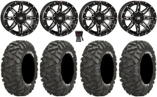 High Lifter HL22 14″ Wheels Machined 28″ BigHorn Tires Sportsman 550 850 1000
