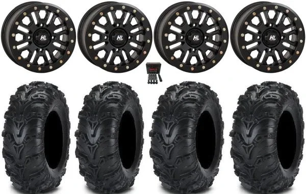 High Lifter HL23 Bdlk 14″ Wheels Bk 27″ Mud Lite II Tires Can-Am Commander Maverick Renegade Outlander Defender