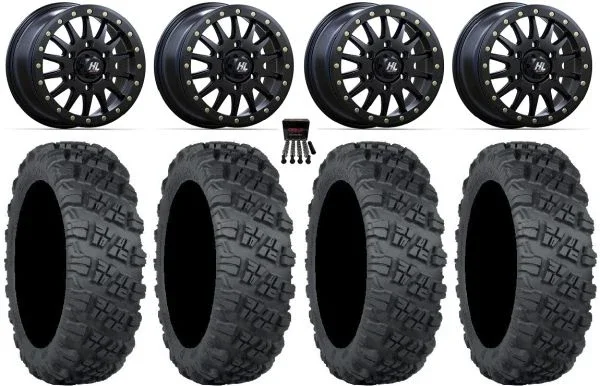High Lifter HL24 Bdlk 15″Wheels Bk +68mm 35″Versa Cross V3 Tires Maverick R