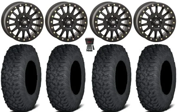 High Lifter HL24 Beadlock 15″ Wheels Black 32″ Coyote Tires Polaris RZR Turbo R & Pro R Ranger 1500 Xpedition