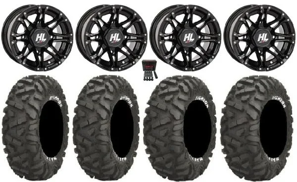 High Lifter HL3 12″ Wheels Black 26″ BigHorn Tires Honda Foreman Rancher SRA