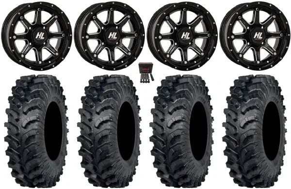 High Lifter HL4 14″ Wheels Machined 30″ MT911 Tires Can-Am Maverick X3 / Honda Pioneer 1000 / Talon