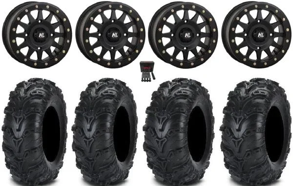 High Lifter HLA1 Bdlk 14″ Wheels Bk 30″ Mud Lite II Tires Kawasaki Mule Pro FXT KRX / Yamaha Wolverine RMAX / YXZ 2019+