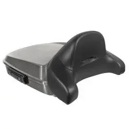 Hogworkz Billiard Gray Chopped Tour Pack Full Backrest Black Hardware for Harley FLH ‘97-‘24