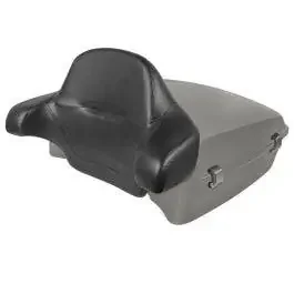 Hogworkz River Rock Gray Denim Chopped Tour Pack Full Backrest Chrome Hardware for Harley FLH ‘97-‘24