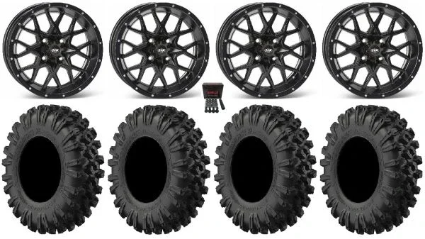 ITP Hurricane 14″ Wheels Black 28″ MotoRavage XL Tires Honda Pioneer