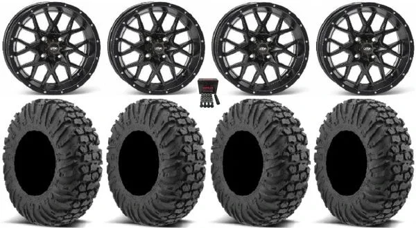 ITP Hurricane 15″ Wheels Black 30″ MotoVator Tires Polaris Sportsman / RZR / Ranger