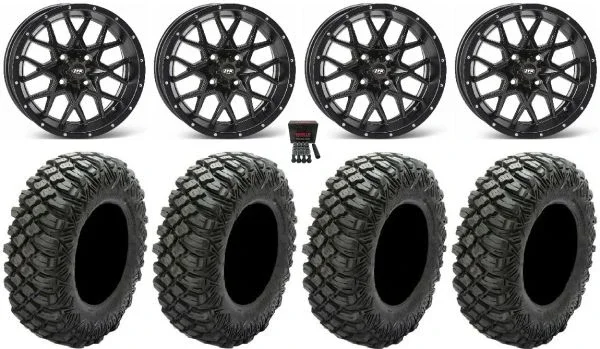 ITP Hurricane 15″ Wheels Black 32″ Crawler XG Tires Can-Am Maverick X3 / Honda Pioneer 1000 / Talon