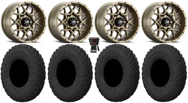 ITP Hurricane 15″ Wheels Bronze 33″ Gripper R/T Tires Kawasaki Teryx Mule