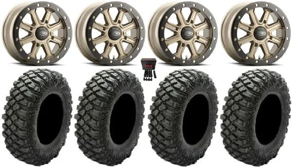 ITP Inertia Beadlock 15″ Wheels Bronze +40mm 30″ Crawler XG Tires Can-Am Maverick X3 / Honda Pioneer 1000 / Talon