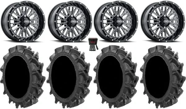 ITP Momentum 18″ Wheels Milled 34″ MotoHavok Tires Can-Am Maverick X3 / Honda Pioneer 1000 / Talon