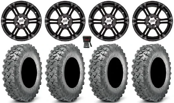 ITP SS212 14″ Wheels Black 28″ Lynx SXS Tires Honda Rincon Yamaha Rhino Kawasaki Brute Force Suzuki KingQuad