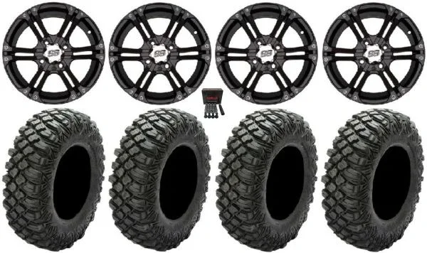 ITP SS212 14″ Wheels Black 30″ Crawler XG Tires Yamaha Viking Wolverine YXZ1000R CFMoto ZForce 950 UForce 1000