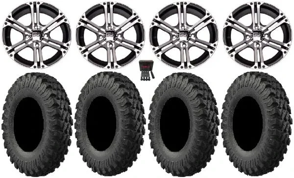 ITP SS212 14″ Wheels Machined 28″ MotoRally Tires Can-Am Commander Maverick Renegade Outlander Defender