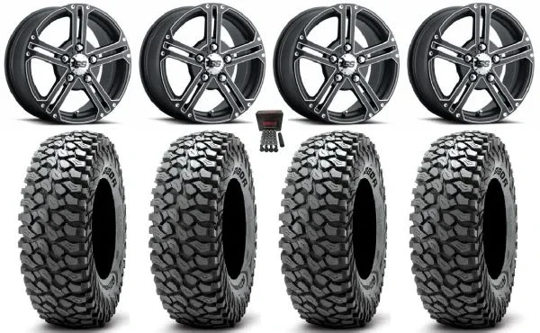 ITP SS212 15″ Wheels Black 35″ RocScraper Sticky Tires Polaris RZR Turbo R & Pro R Ranger 1500 Xpedition