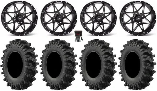 ITP Tornado 14″ Wheels Black 30″ MotoSlayer Tires Kawasaki Teryx Mule