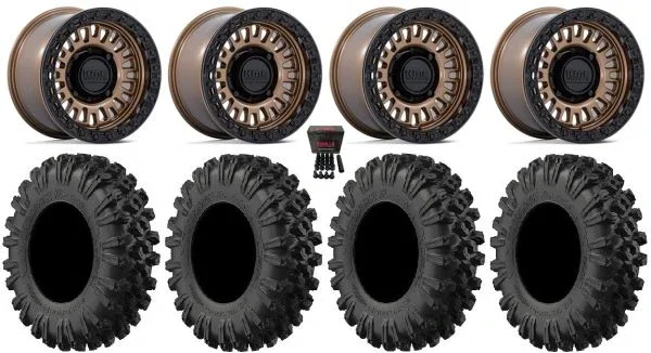 KMC Aztec Beadlock 15″ Wheels Bronze +38mm 37″ MotoRavage XL Tires Can-Am Maverick X3 / Honda Pioneer 1000 / Talon