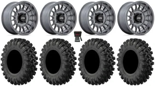 KMC Impact 15″ Wheels Anthracite 32″ MotoRavage XL Tires Kawasaki Mule Pro FXT KRX / Yamaha Wolverine RMAX / YXZ 2019+