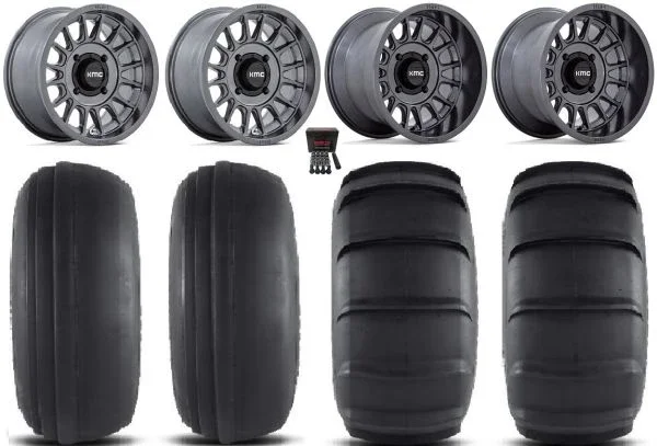 KMC Impact 15″ Wheels Anthracite 33″ Sand Slinger Tires Kawasaki Mule Pro FXT KRX / Yamaha Wolverine RMAX / YXZ 2019+