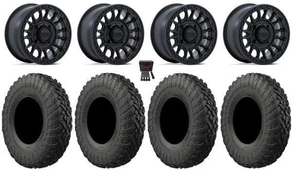 KMC Impact 15″ Wheels Black +38mm 35″ Gripper T/R/K Tires Can-Am Maverick X3 / Honda Pioneer 1000 / Talon