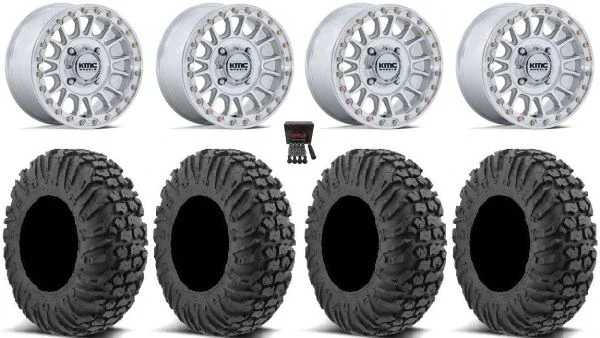 KMC Impact 15″ Wheels Machined +10mm 30″ MotoVator Tires Can-Am Commander Maverick Renegade Outlander Defender