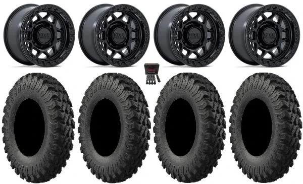 KMC Torx Bdlk 15″ Wheels Bk +0mm 30″ MotoRally Tires Polaris RZR XP 1000 / PRO XP / Ranger XP 900/1000